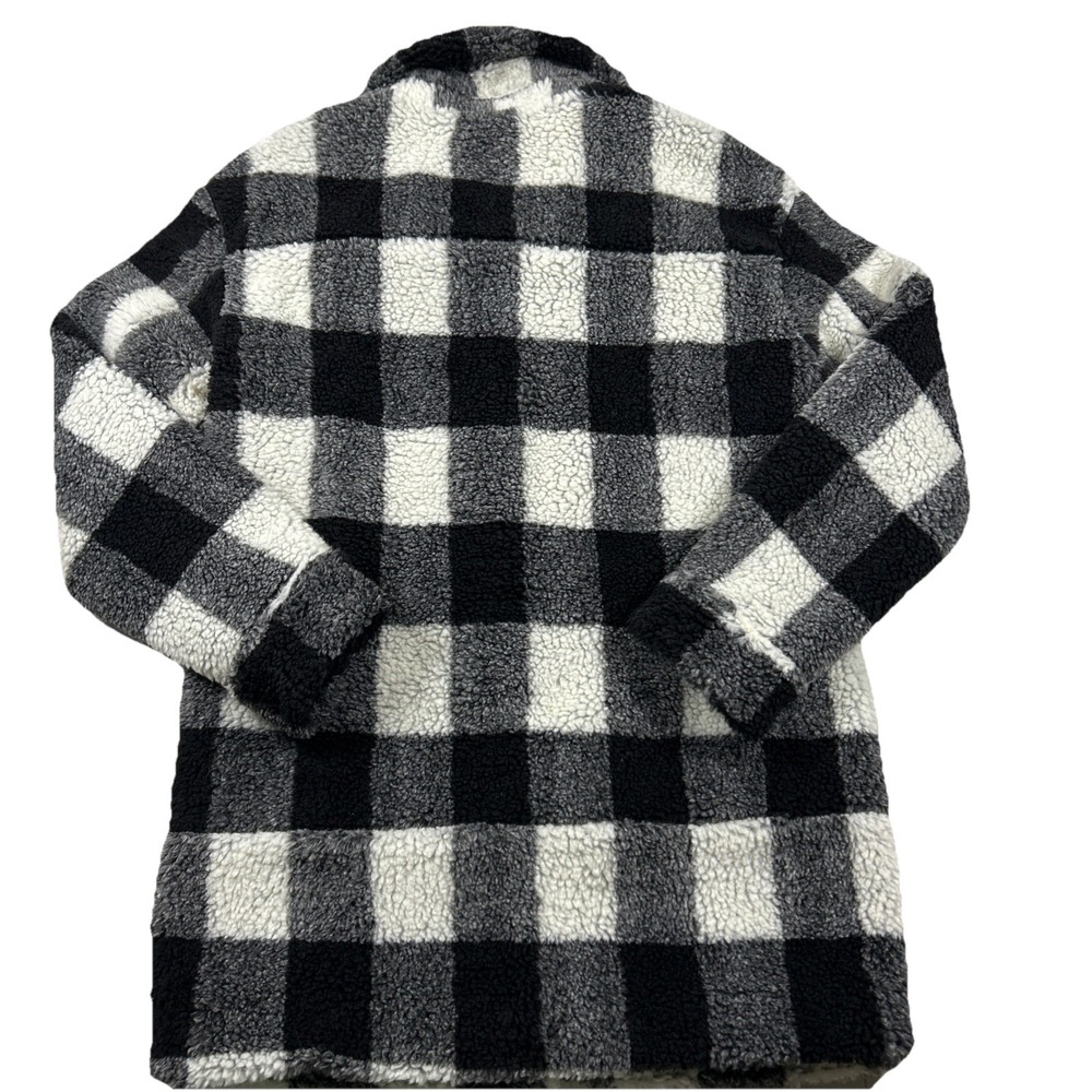 Levi's Women's XS Sherpa Oversized Black White Plain Button Zipper Coat - Picture 10 of 11
